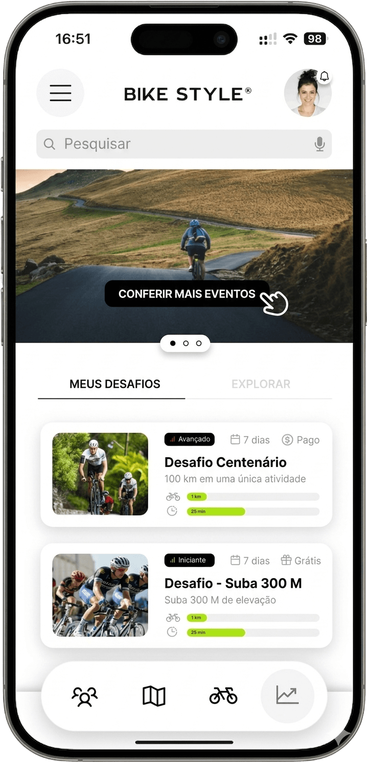 Mockup do aplicativo Bike Style